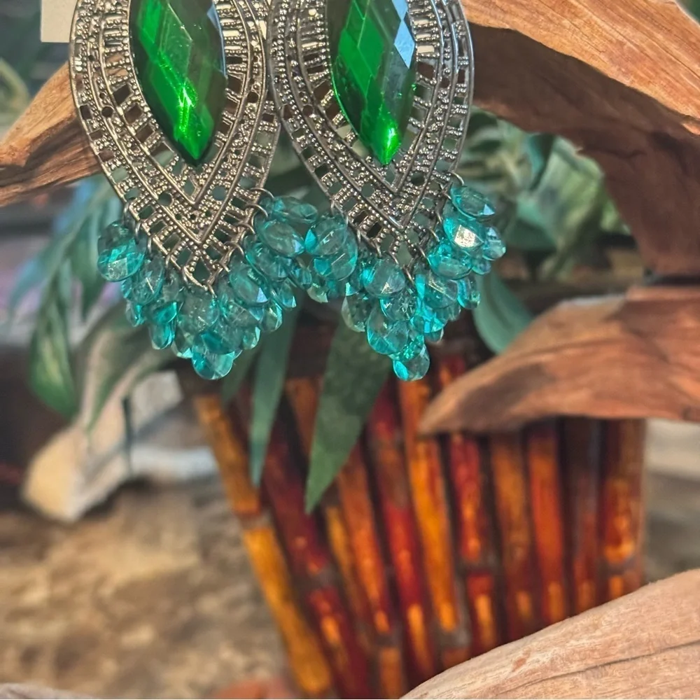 Apt. 9 Green & Silver Statement Dangle Earrings